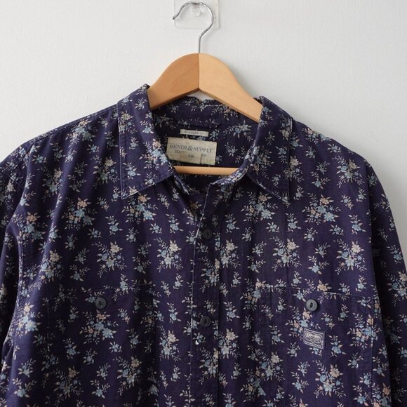 RALPH LAUREN Denim Supply Shirt Extra Large Mens Navy Floral Hawaiian Camp XXL - Picture 2 of 10
